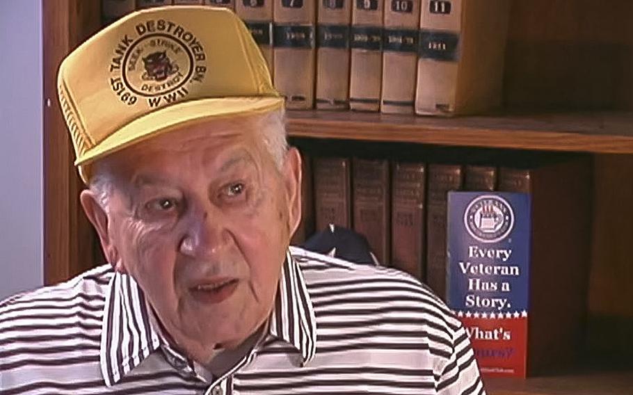 A video screen grab shows WWII veteran George Tita telling of his war experiences during an interview in June 2013.