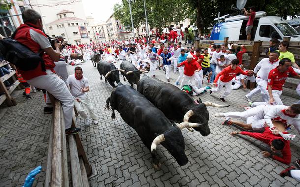 The festival of San Fermin in Pamplona, Spain, includes the world-famous running of the bulls. The parties takes place July 6-14.