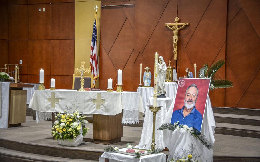 DODEA school teacher Eric Chipps was remembered at a memorial service in Freedom Chapel at Camp Humphreys, South Korea May 23, 2024. 