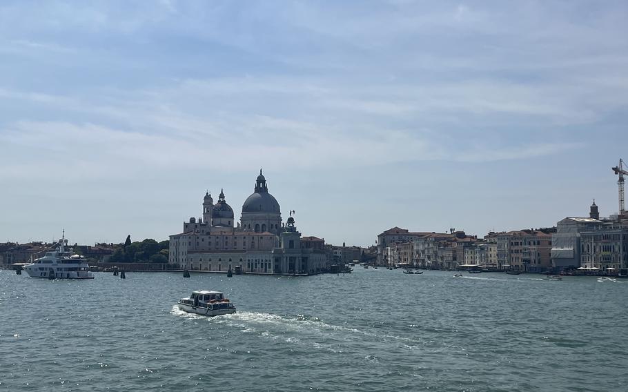 A view of the Basilica of Santa Maria della Salute from a ferry in Venice, Italy.