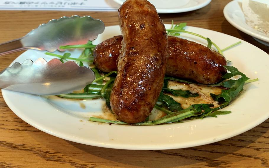 Homemade pork sausage from Pizzeria Gelateria Razzo in Yokohama, Japan.