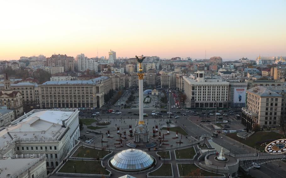 A view of Maidan Nezalezhnosti in Kiev, Ukraine.