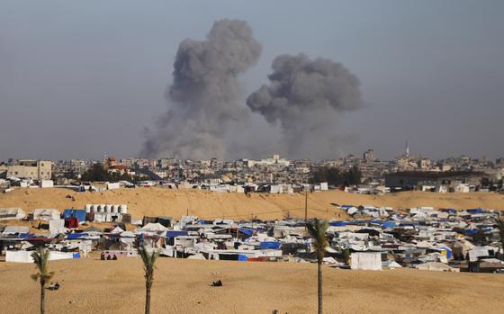 Smoke rises following an Israeli airstrike east of Rafah, Gaza Strip, Monday, May 6, 2024.