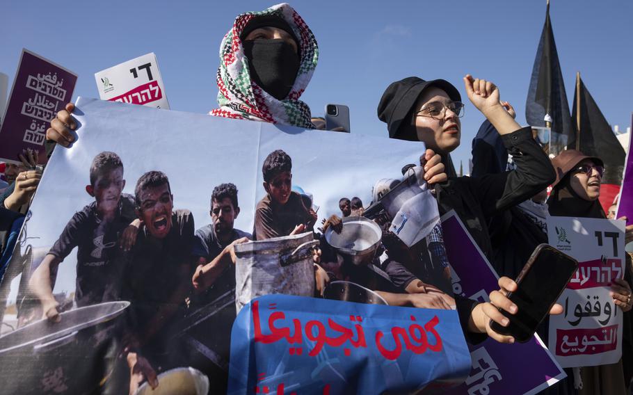 People protesting for the end of the war in Gaza.
