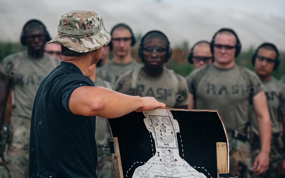 Ranger candidates pictured during marksmanship in an iteration of a Ranger Assessment and Selection Program in 2023. The course qualifies soldiers to serve in the elite Ranger Regiment.