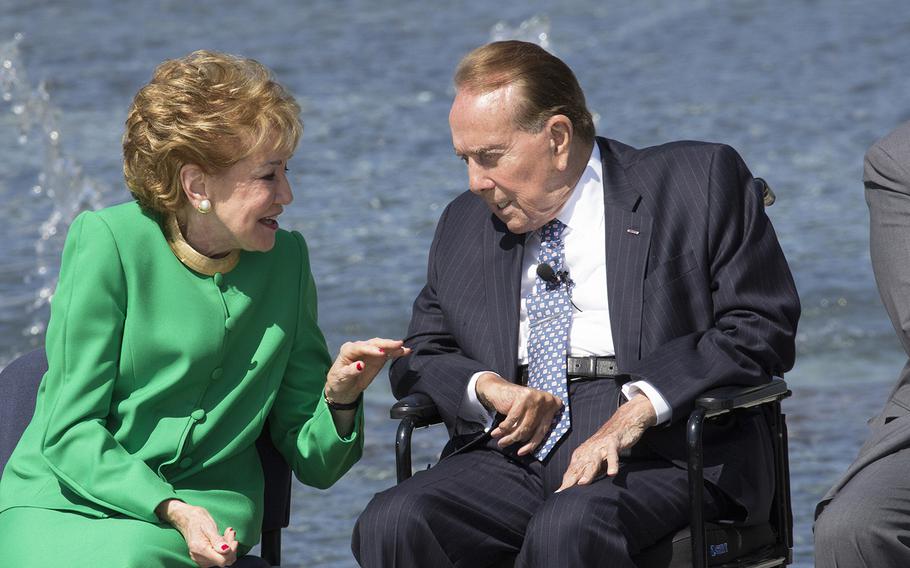 Former Sen. Bob Dole, R-Kan., and his wife, Elizabeth, at a ceremony at the National World War II Memorial in Washington, D.C., in May, 2014.