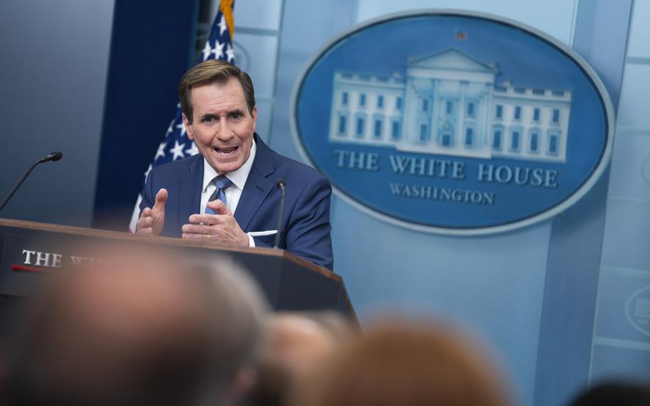 National Security Council spokesman John Kirby speaks during a press briefing at the White House, Wednesday, Jan. 31, 2024, in Washington.
