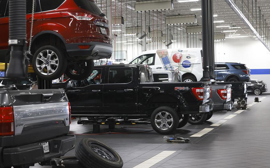 The service center at Sam Pack’s Five Star Ford of Dallas has been one of many dealership departments flooded with service requests in recent months. 