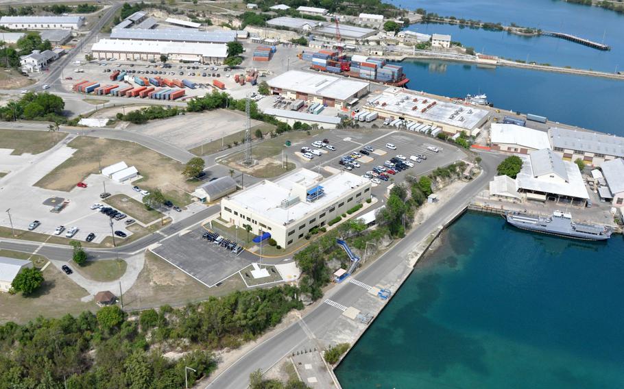 An aerial view of Bulkeley Hall at Naval Station Guantanamo Bay, Cuba. Bulkeley Hall is the naval station headquarters and administration building. Guantanamo Bay is a logistical hub for U.S. Navy, U.S. Coast Guard, U.S. Army, and allied vessels and aviation platforms operating in the Caribbean region of the U.S. 4th Fleet. 