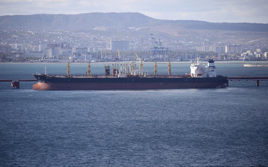 An oil tanker at sea.