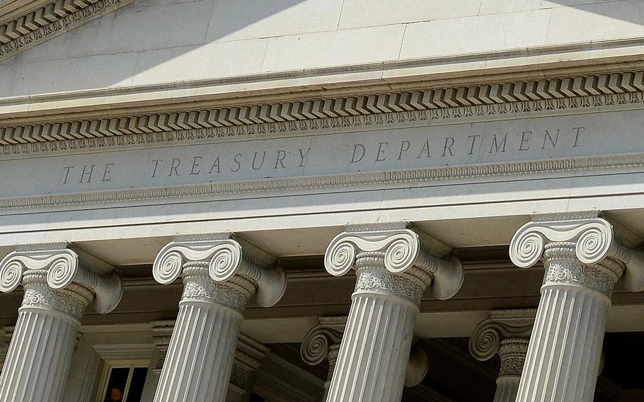 The U.S. Treasury Department building in Washington, D.C., on Aug. 22, 2013. The department’s Office of Foreign Assets Control is expected to let a temporary exemption for Russia lapse once it expires on May 25, according to people familiar with the matter.