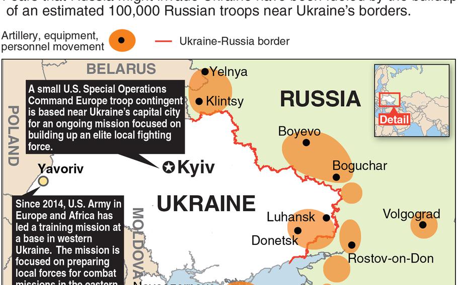 This graphic shows the area near the Russia-Ukraine border.