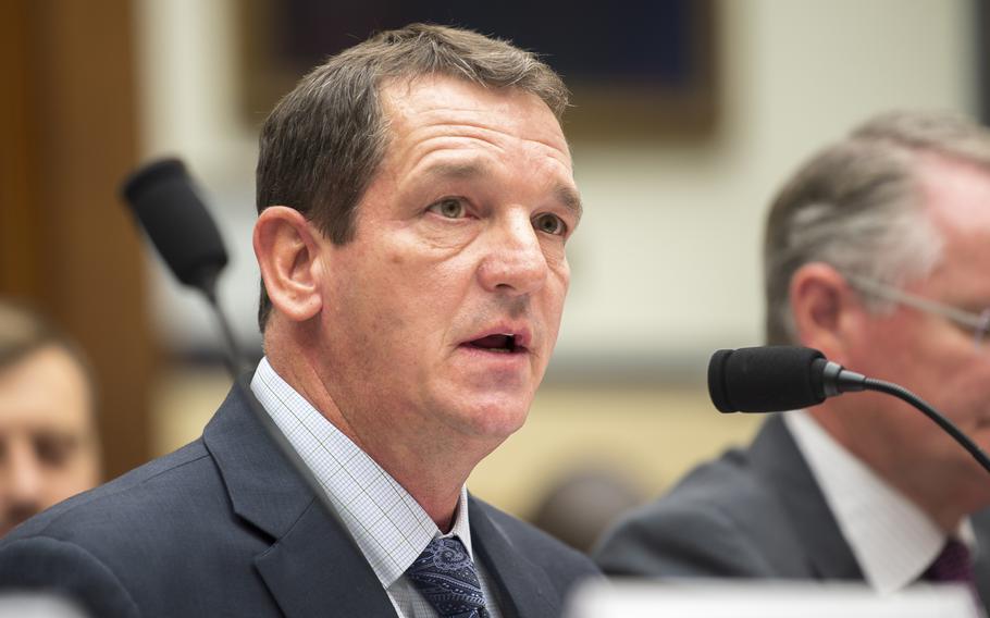 Richard Taylor, President, Facility Operations, Renovation & Construction for Balfour Beatty Communities, testifies during a House Armed Services Committee hearing on Capitol Hill in Washington on Dec. 5, 2019. Balfour Beatty Communities LLC was sentenced Thursday, Dec. 23, 2021, to pay $32 million in restitution to the U.S. military and $33.6 million in criminal fines.