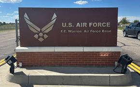 A sign denoting the entrance to F.E. Warren Air Force Base.