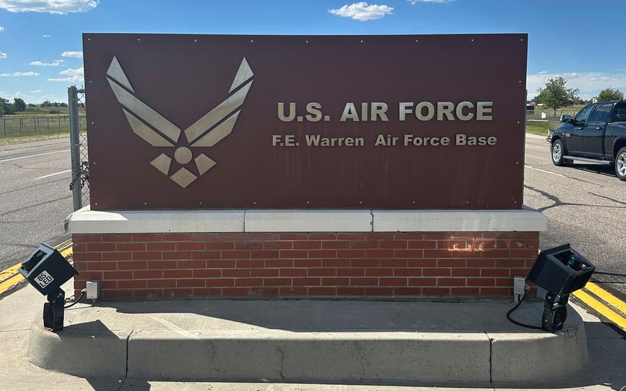 A sign denoting the entrance to F.E. Warren Air Force Base.