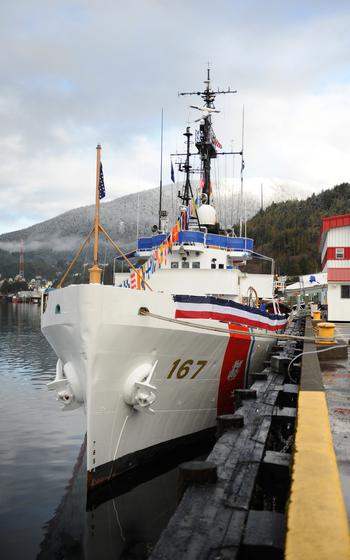 The 67-year-old Cutter Acushnet, the Coast Guard’s “Queen of the Fleet,” is moored to the pier prior to the cutter’s decommissioning ceremony at Base Support Unit Ketchikan on March 11, 2011. 