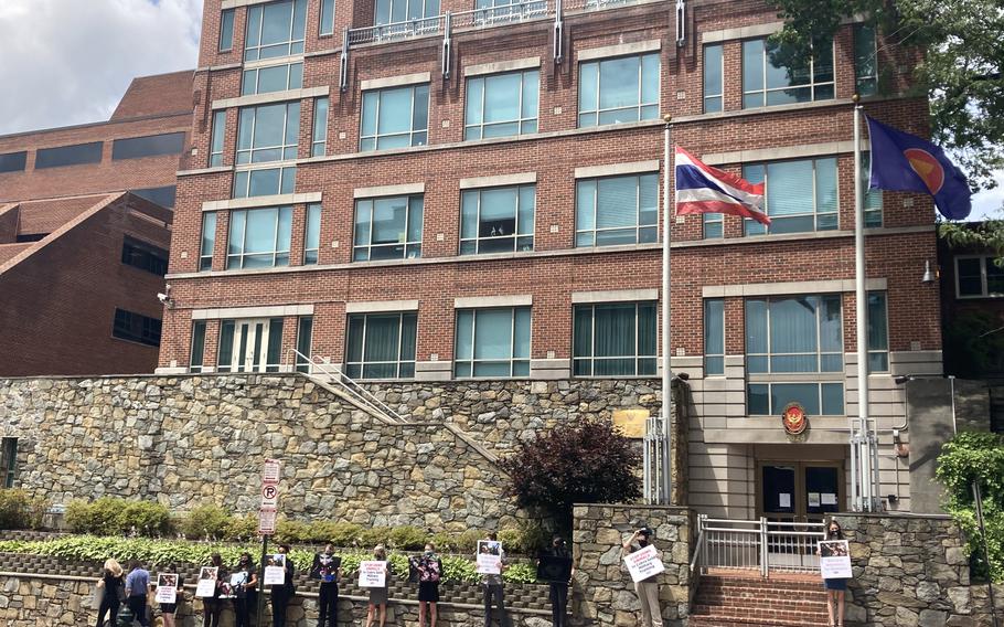 People for the Ethical Treatment of Animals on Thursday, June 3, 2021, protested the practice of killing king cobras during the U.S.-Thai military exercise Cobra Gold. The protest took place outside the embassy of Thailand in Washington, D.C.