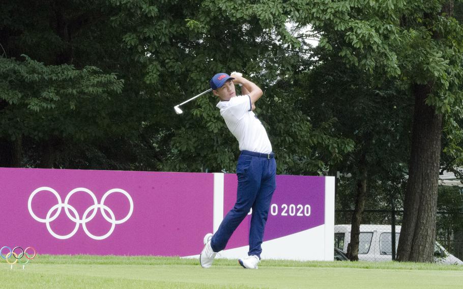 British Open champion Collin Morikawa tees off for Team USA during the first round of the Tokyo Olympics’ golf competition at Kasumigaseki Country Club, Thursday, July 29, 2021. 