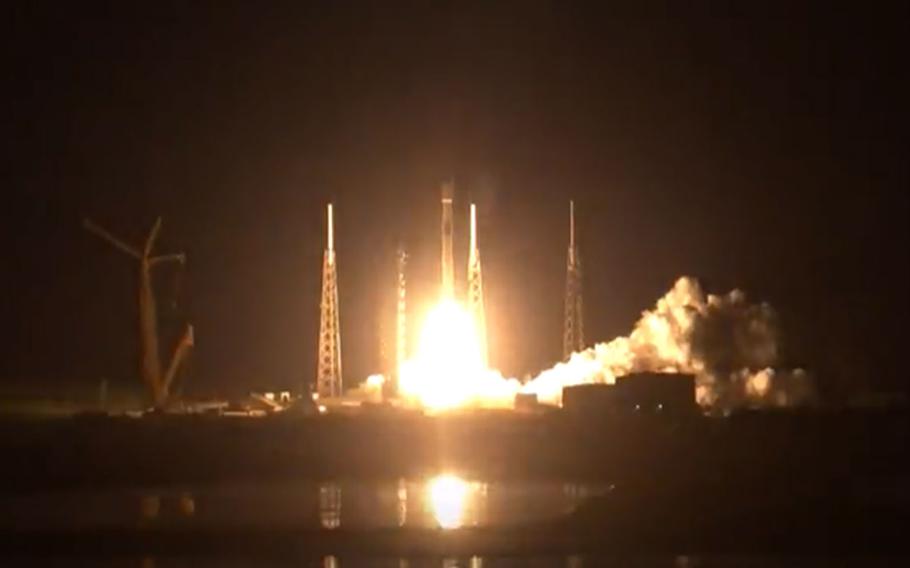 A SpaceX Falcon 9 rocket launches from Florida's Cape Canaveral Space Force Station on Oct. 21, 2023. 