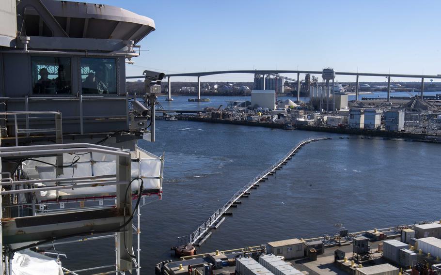 Capt. Christopher Hill observes sea and anchor operations