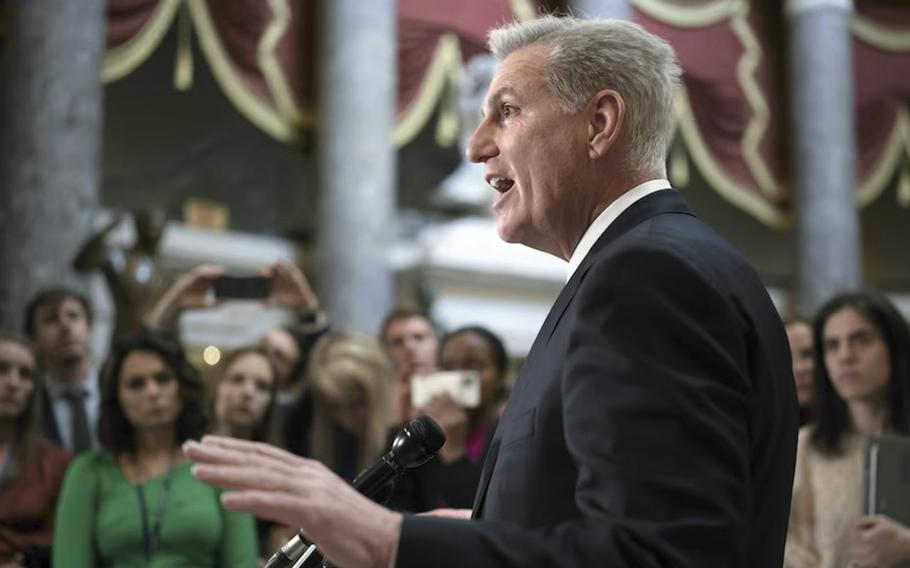 A video screen grab shows House Speaker Kevin McCarthy. 