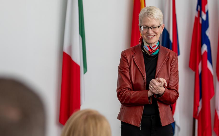 U.S. Assistant Secretary of Defense for International Security Affairs Celeste Wallander at Mihail Kogalniceanu Air Base, Romania, on May 11, 2022. 