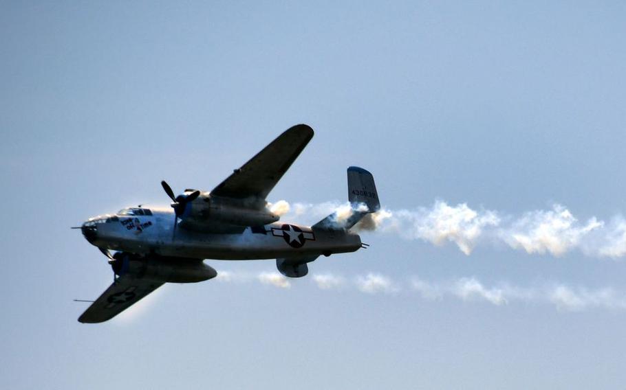 The B-25 Take Off Time performs during the 2023 Visit Atlantic City Airshow on Wednesday, August 16, 2023.