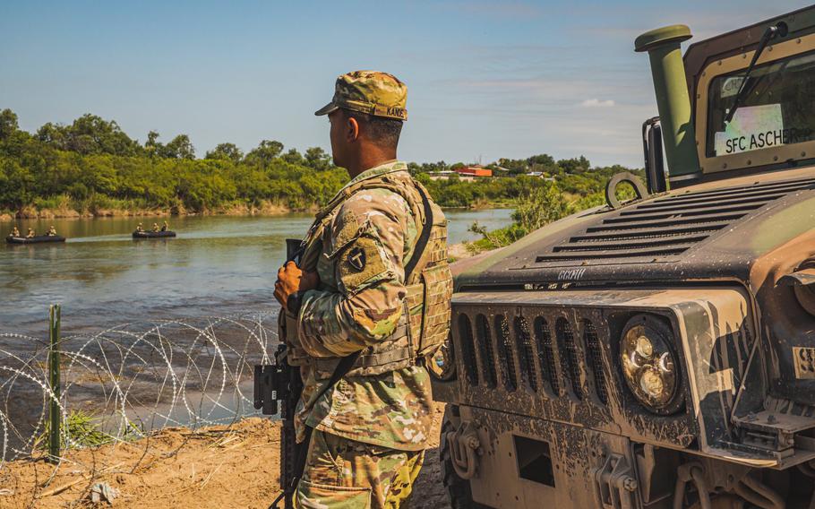 Texas has roughly 5,000 National Guard troops working a state-sponsored mission along the U.S. border with Mexico to work with state police to deter illegal activity between ports-of-entry.