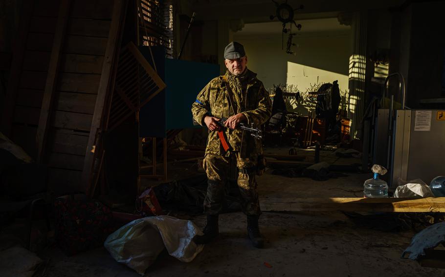 Oleg Supereka, who survived attacks on the Kharkiv Regional Administration building, is back at his post in Kharkiv, Ukraine, on March 25, 2022.