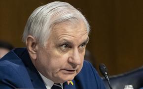 Sen. Jack Reed, D-R.I., speaks Wednesday, March 5, 2025, during a Senate Armed Services Committee hearing regarding the United States Transportation Command in Washington. (Eric Kayne/Stars and Stripes)