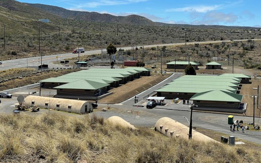 The Army dedicated 20 new barracks at Pohakuloa Training Area on Hawaii’s Big Island on April 26, 2022, replacing Korean War-era Quonset huts such as those standing in the foreground.
