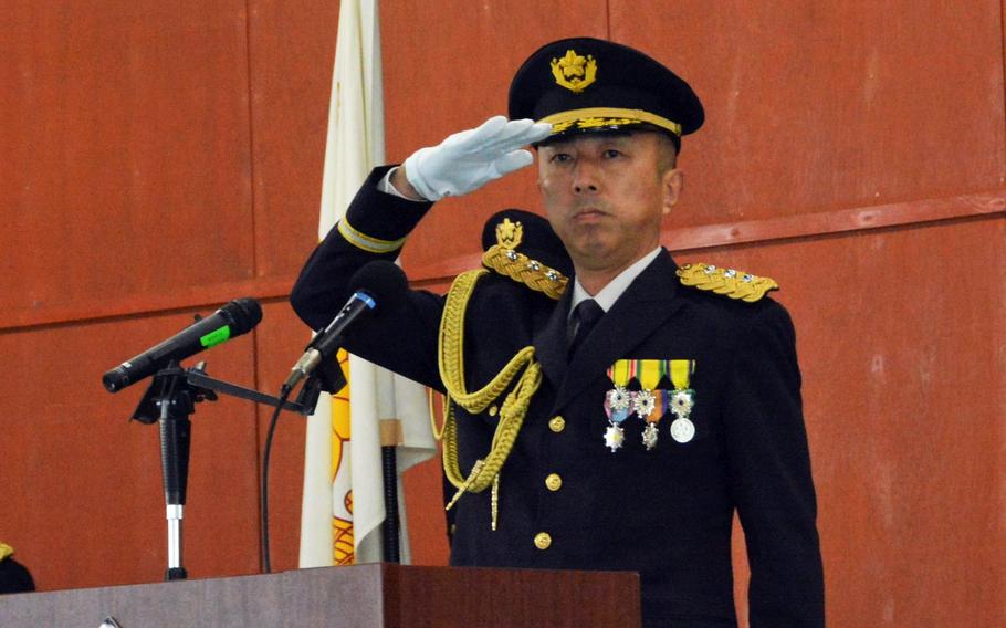 Lt. Gen. Yuichi Sakamoto takes command of the Japan Ground Self-Defense Force's 8th brigade, March 31, 2023. 