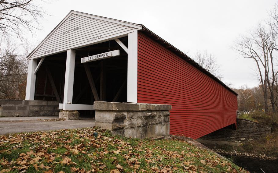 The Ramp Creek Covered Bridge stands at the northern entrance to the nearly 16,000-acre Brown County State Park near Nashville, Ind. 