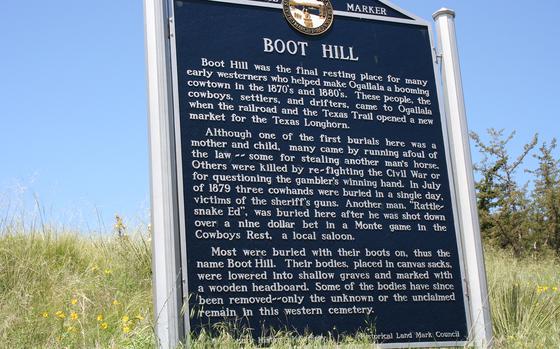 If you don’t stop to read historical markers that dot the roadside, you may miss out on amusing tidbits of information, such as this one revealing the origins of Boot Hill in Ogallala, Nebraska. (Mary Ann Anderson/TNS)