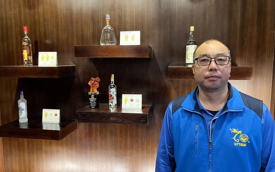 Yu Hong-lin, vice president for technology at Kinmen Kaoliang Liquor Inc., poses for a portrait at the state-owned company’s campus.