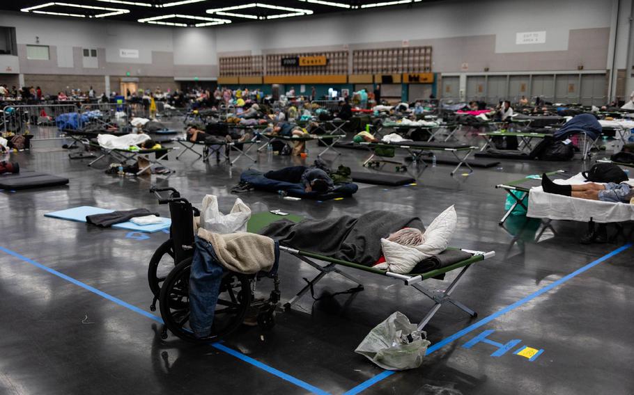 Residents are seen at a cooling center during a heatwave in Portland, Ore., on June 28, 2021.