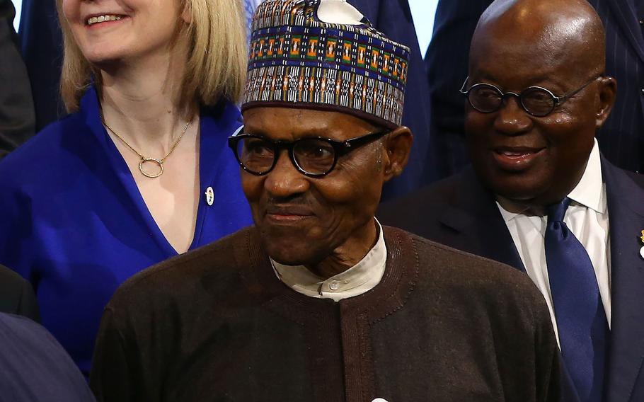 Muhammadu Buhari, Nigeria's president, at the U.K.-Africa Investment Summit in London on Jan. 20, 2020.