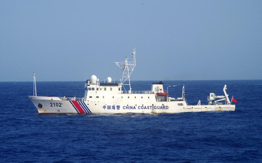 A China coast guard vessel transits the East China Sea near the Senkaku Islands on Aug. 16, 2019.