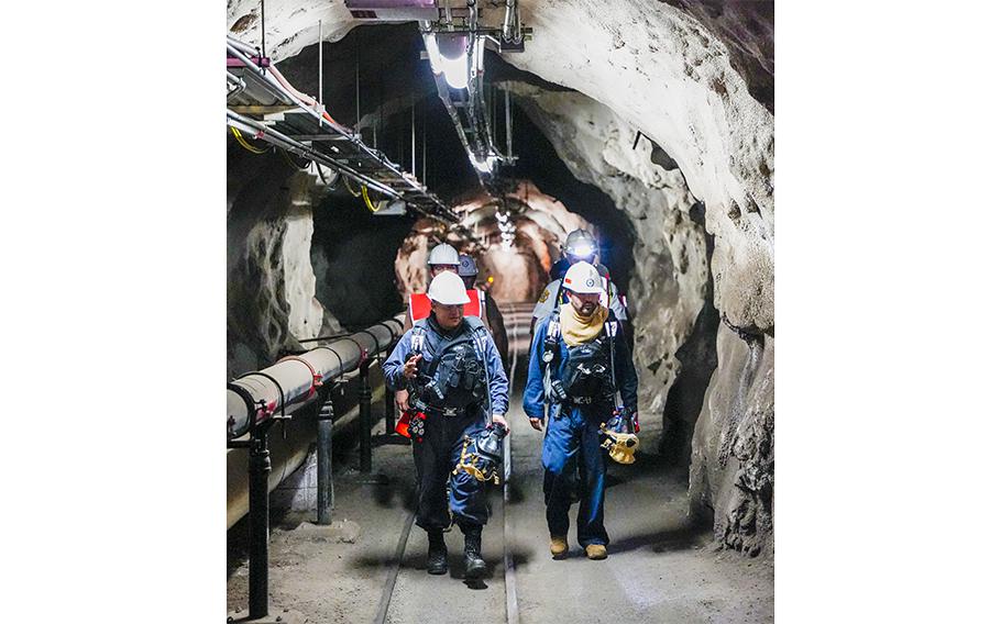Joint Task Force-Red Hill roving security and fire watch team members conduct a roving patrol during a final exercise prior to repacking at the Red Hill Bulk Fuel Storage Facility, Halawa, Hawaii, on Aug. 17, 2023. 
