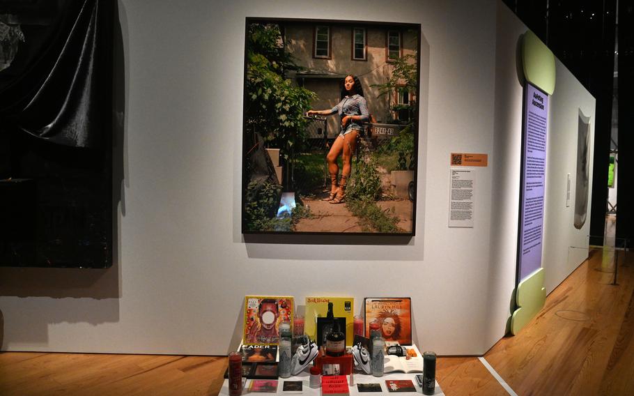 Texas Isaiah and Ms. Boogie’s photo of the Afro-Latina transgender rapper, and Isaiah’s devotional altar “Untitled” in front of it, are two works on display at “The Culture: Hip Hop and Contemporary Art in the 21st Century” at the Schirn in Frankfurt, Germany.