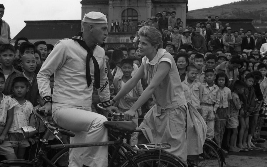 Steve McQueen and Candice Bergen during a lull in shooting “The Sand Pebbles” in the Port of Keelung, Taiwan, Nov. 29, 1965. 