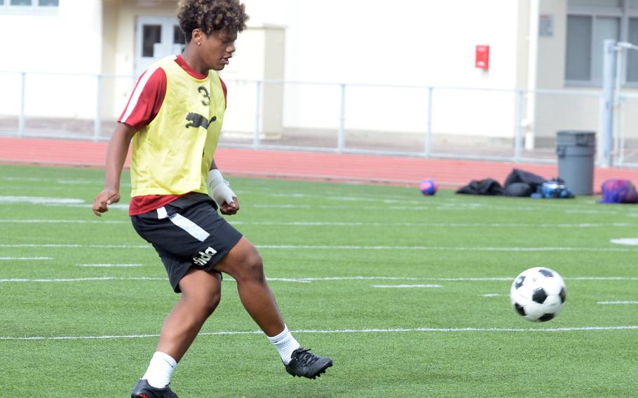 Sophomore Derek Vaden is the youngest of three Vaden brothers to have suited up for Kadena's boys soccer team.