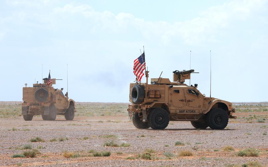 Green Berets fire .50-caliber machine guns during a readiness exercise near al-Tanf garrison in Syria in 2020. 