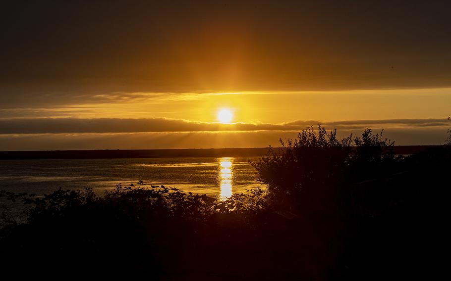 The sun sets over Yurok Tribal lands near the mouth of the Klamath River, on Oct. 4, 2022, in Klamath, California. 