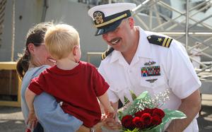MAYPORT, Fl. (JUNE 8, 2025) Sailor’s, assigned to the Arleigh Burke-class guided-missile destroyer USS Jason Dunham (DDG 109), greet their loved ones as they return to homeport, June 8. Jason Dunham, assigned to the Harry S. Truman Carrier Strike Group (HSTCSG), is homeported at Naval Sation Mayport, Florida, and returned following a nearly nine-month deployment to the U.S. European and Central Command areas of responsibility. (U.S. Navy photo by Mass Communication Specialist 2nd Class Marieliza Rosales)