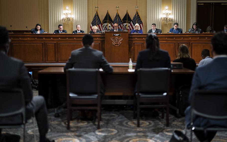 Rep. Bennie Thompson, D-Miss., speaks as the House select committee investigating the Jan. 6 insurrection met on Oct. 19, 2021. 