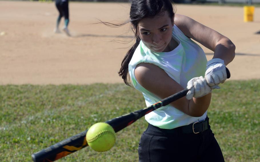 Taylor Tobin is one of two promising Kubasaki softball freshmen who are not new to the game.