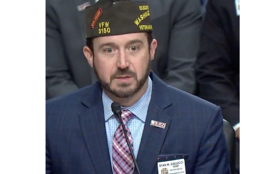 Ryan Gallucci, executive director of the Veterans of Foreign Wars, testified Wednesday, Oct. 18, 2023, before senators about the importance of successful transitions to civilian life for departing and retiring service members.