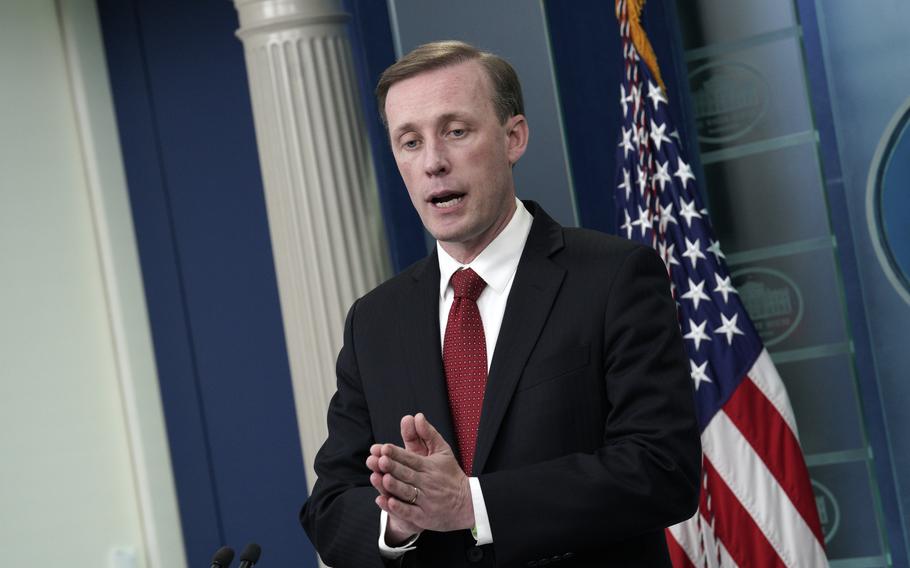National Security Advisor Jake Sullivan speaks at a press briefing at the White House in Washington, D.C., on Sept. 30, 2022.