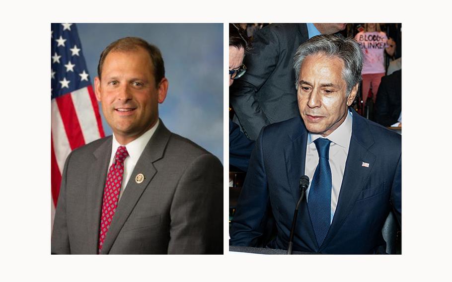 Rep. Andy Barr, R-Ky., left, believes comments Secretary of State Antony Blinken made regarding Israeli security forces may have contributed to the International Criminal Court’s decision to prosecute Israeli Prime Minister Benjamin Netanyahu, a decision that Republicans have roundly panned as outrageous and President Joe Biden himself has rejected.